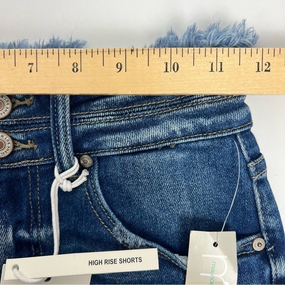 NWT KanCan Women’s High-Rise Blue Jean Shorts Sz 23 (0) Frayed Hems & Waist - Picture 9 of 11
